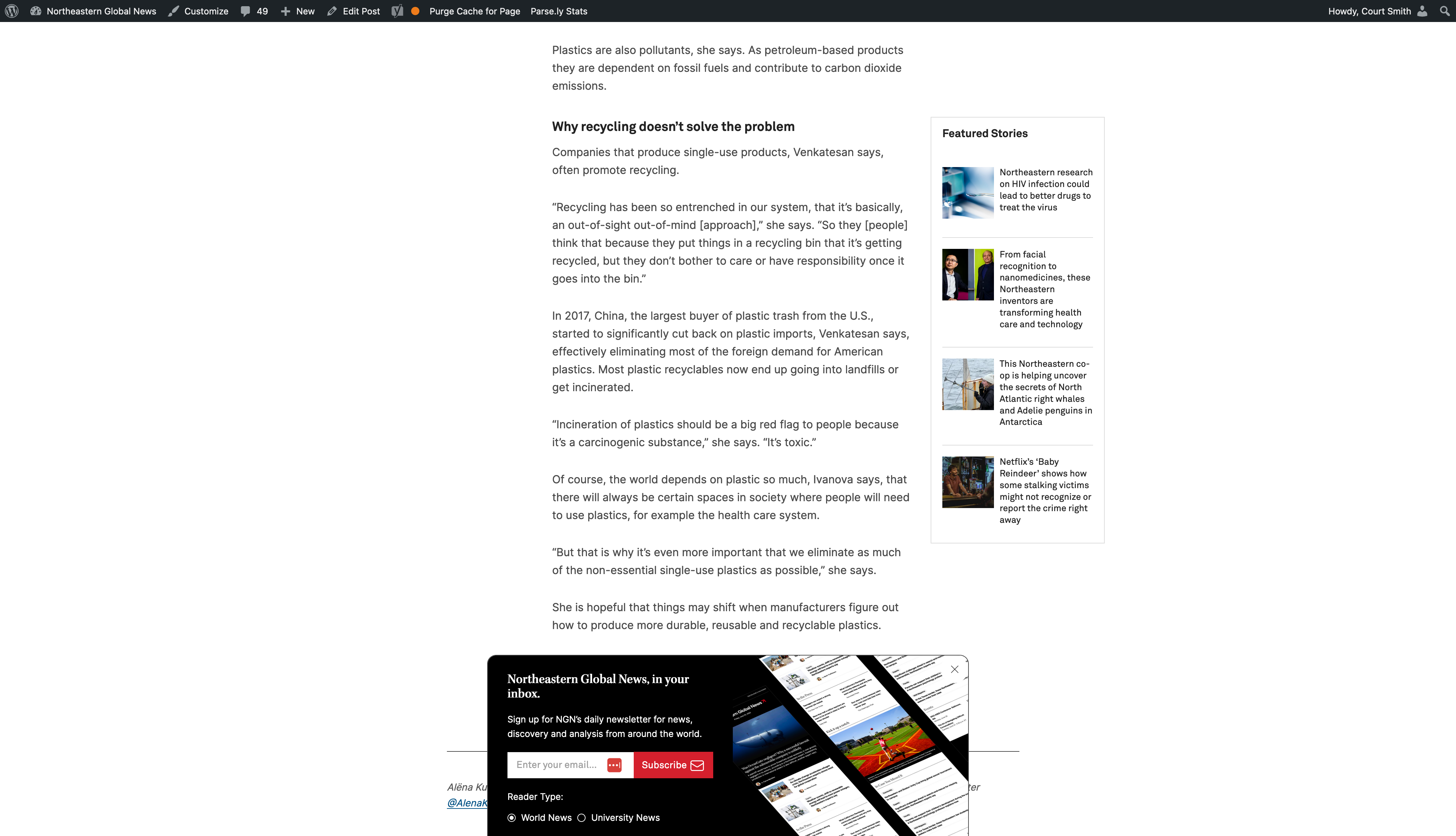 Northeastern Global News Featured Stories Block