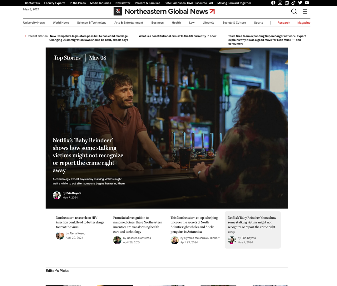 Northeastern Global News Homepage
